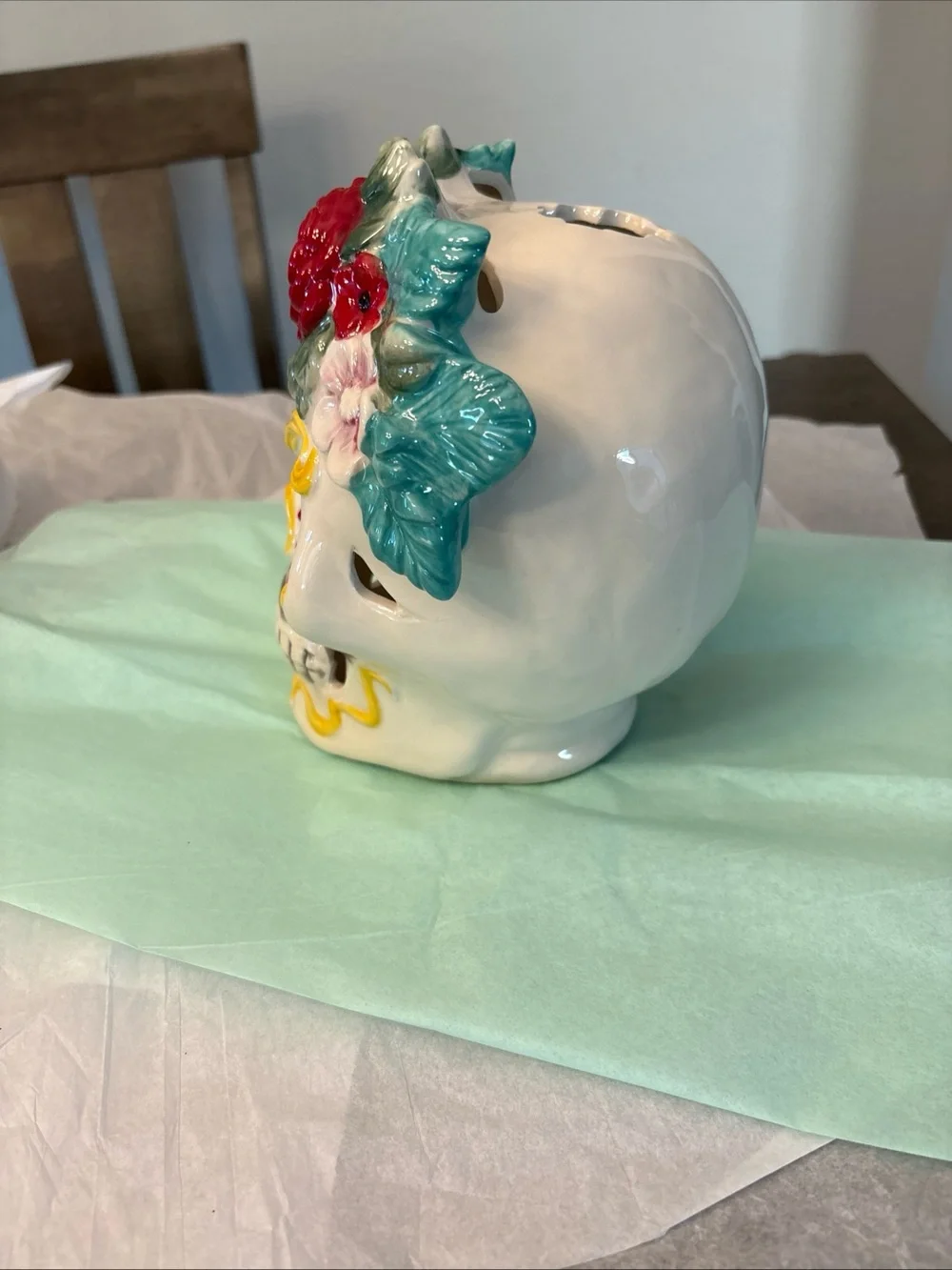 NEW Blue Sky Clayworks Sugar Skull 2020 Ceramic Tea Light Holder 8